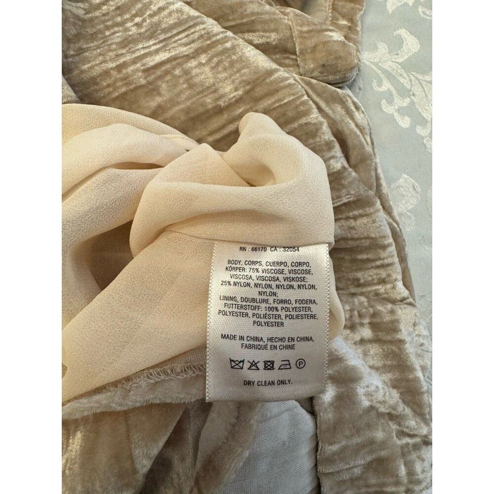 Floreat Anthropologie Crushed Velvet Sheath Dress Size XS Beige Pockets Party - Picture 6 of 11